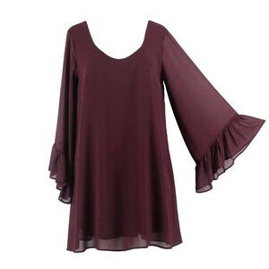 Show Me Your Mumu Sz S Purple Flowy Bell Sleeve 100% Polyester Bohemian Dress